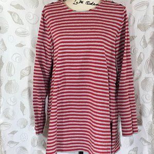 J Jill Red & Grey Striped Side Split XL Tunic